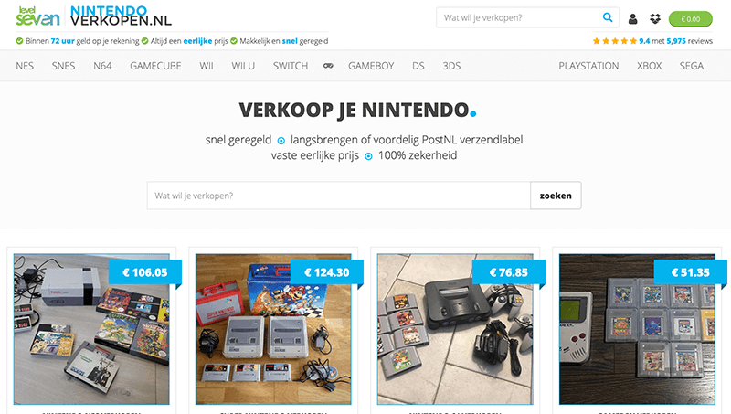 NintendoVerkopen.nl Screenshot
