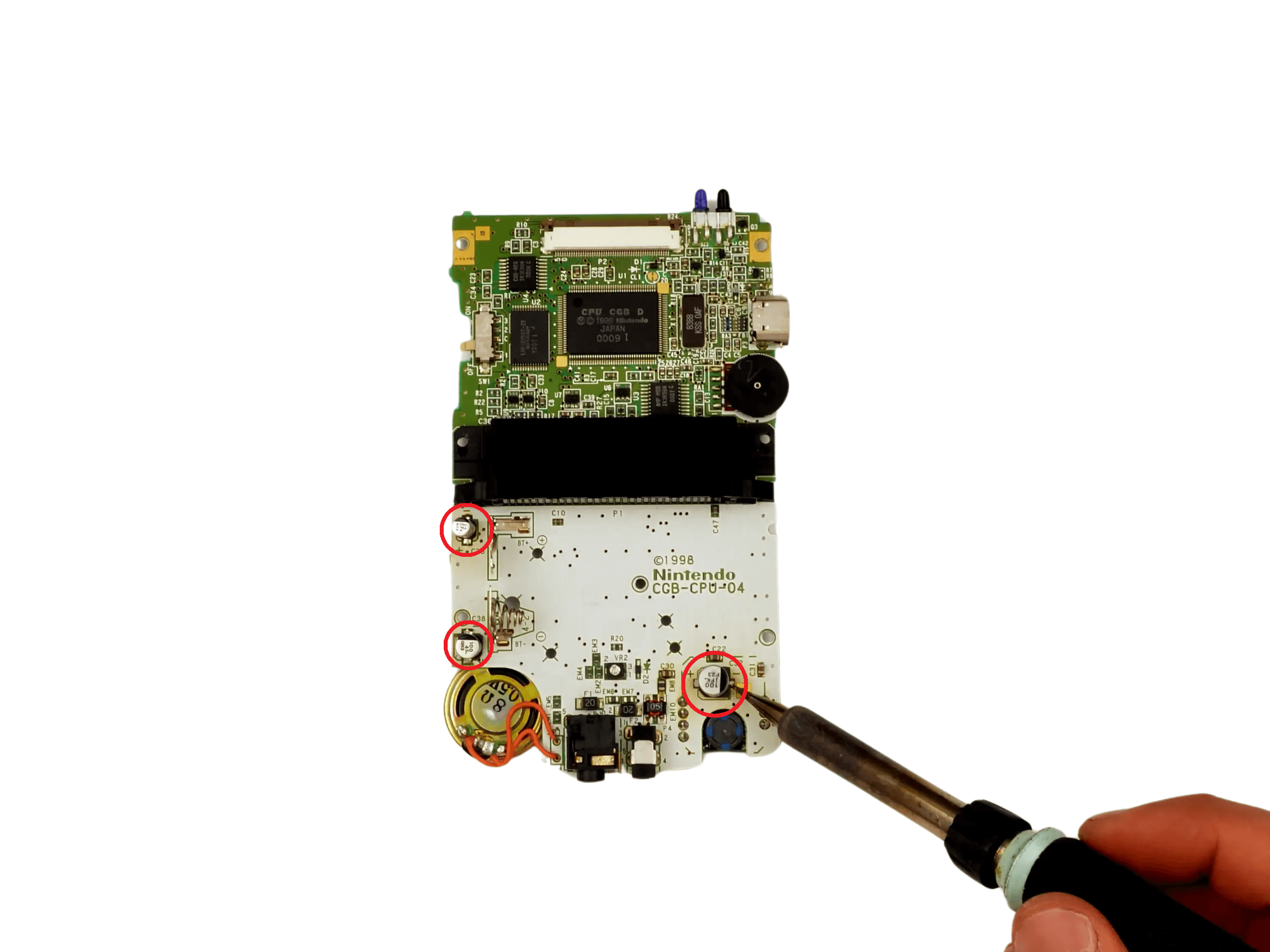 Gameboy Color Speaker Condensatoren Vervangen - 7