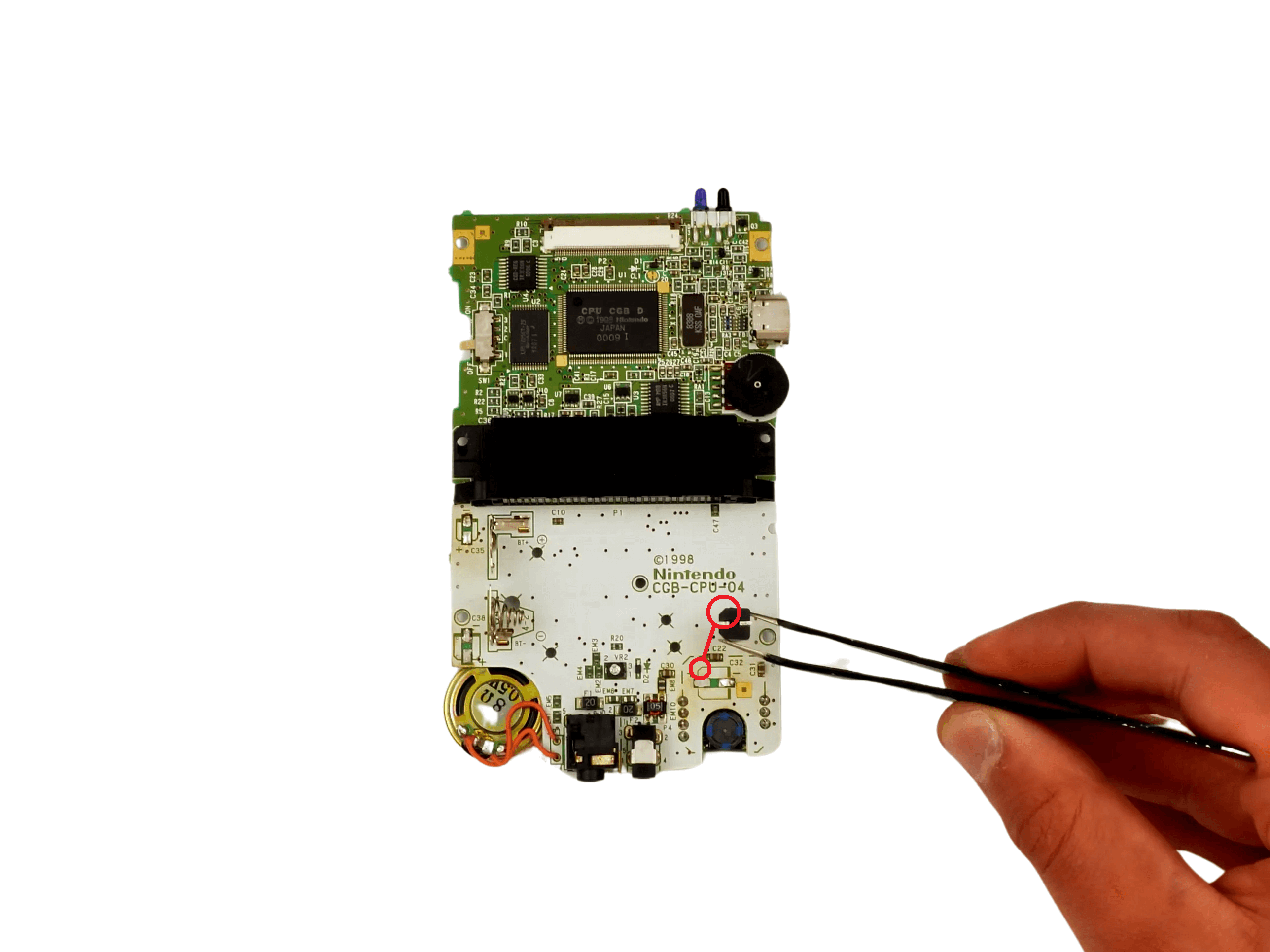 Gameboy Color Speaker Condensatoren Vervangen - 8