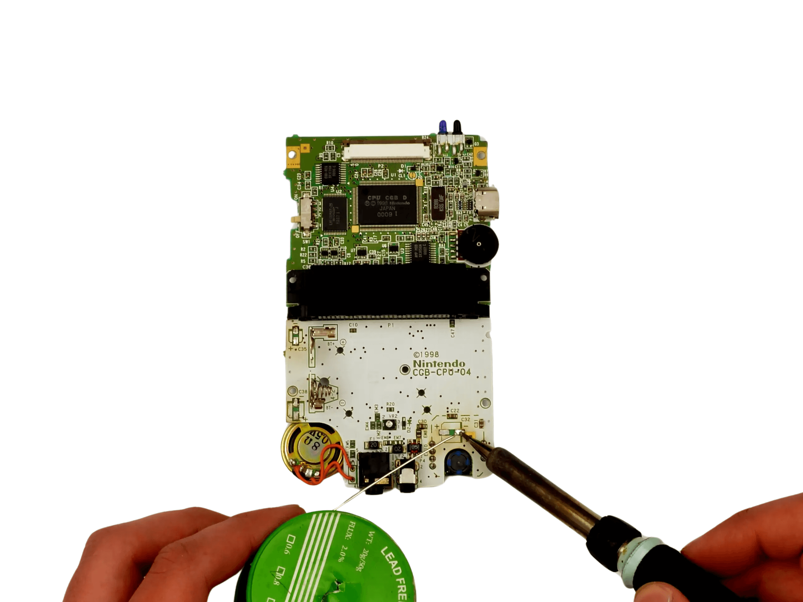 Gameboy Color Speaker Condensatoren Vervangen - 9