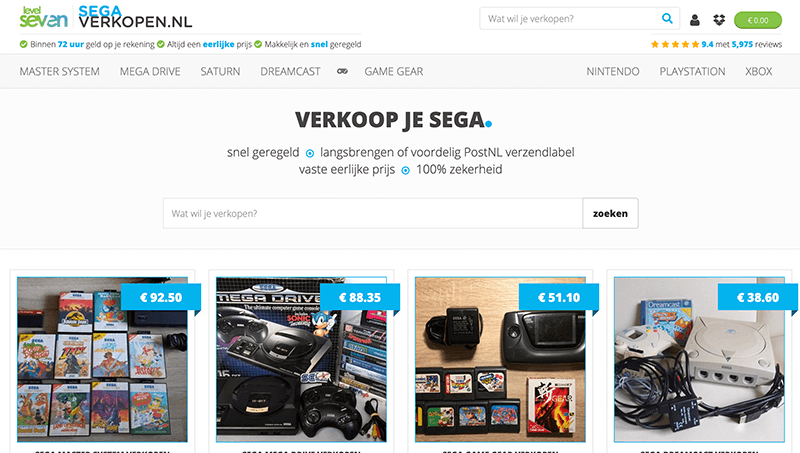 SegaVerkopen.nl Screenshot