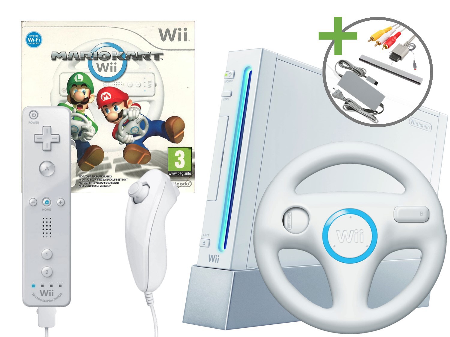 Nintendo Wii Starter Pack - Mario Kart Motion Plus White Edition